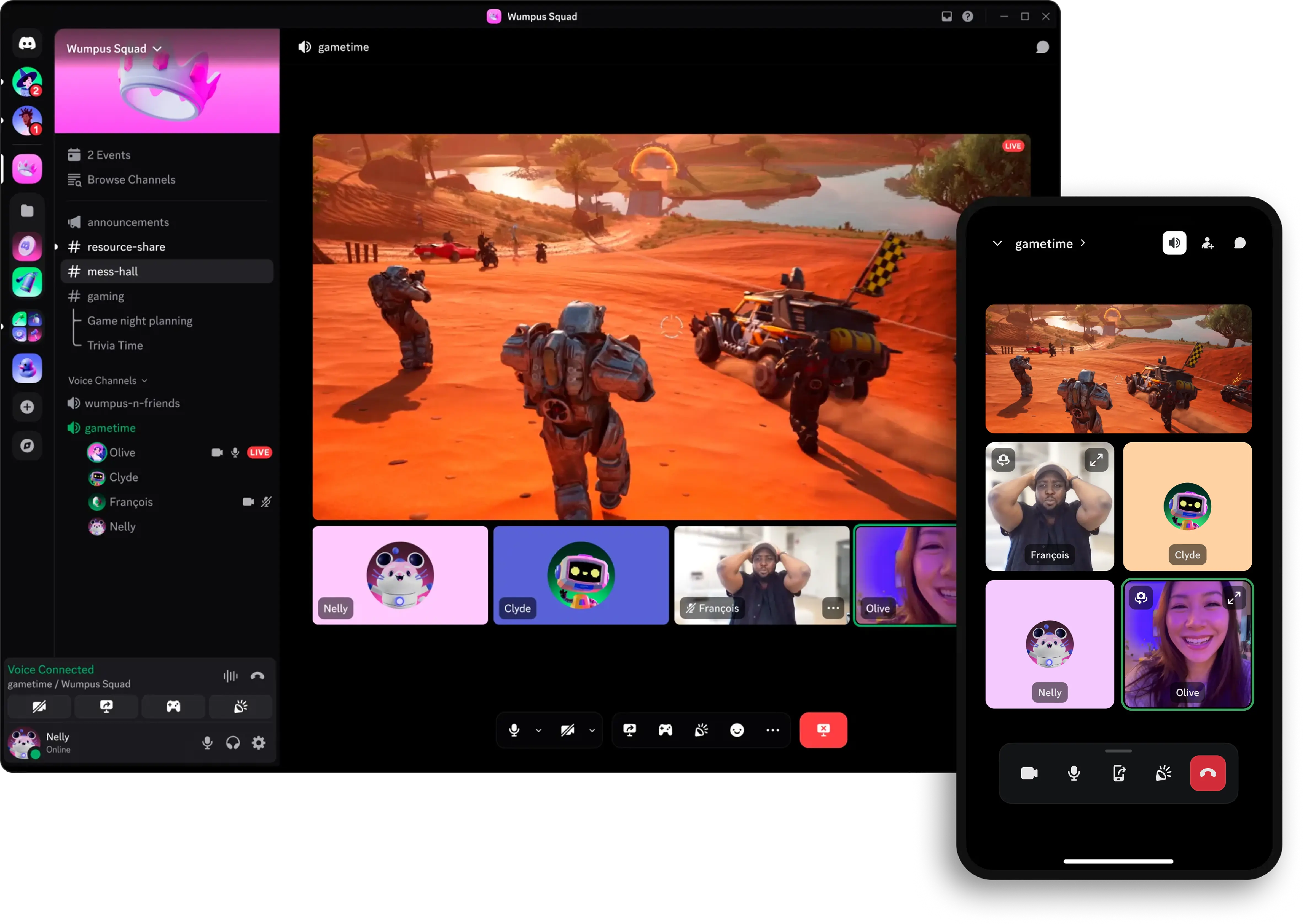 Discord 在电脑和手机上运行的界面