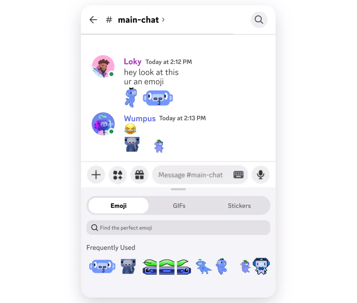 Discord 聊天中的表情和贴纸面板